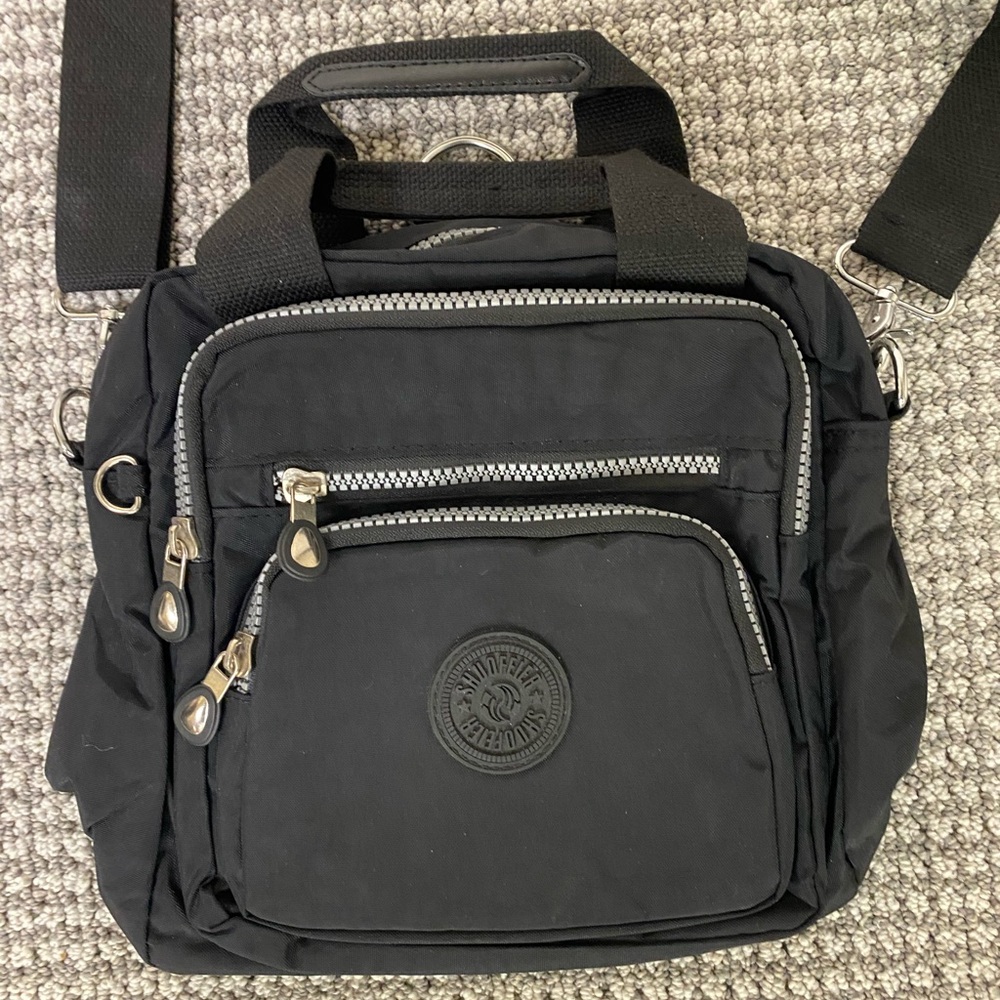 NWOT Black Crossbody Sling Bag for women- versatile back pack loops - Picture 2 of 10